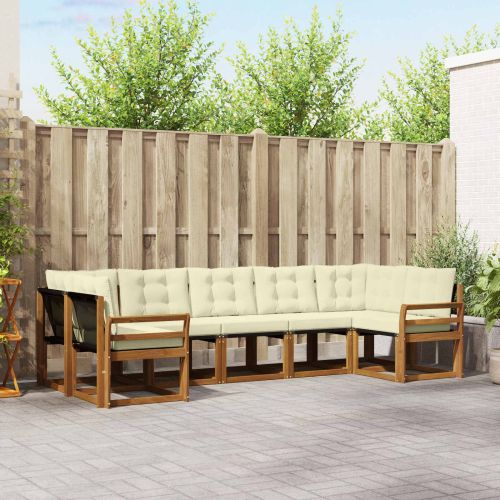 Комплект дивани за открито 7 pcs Натурален и Крема