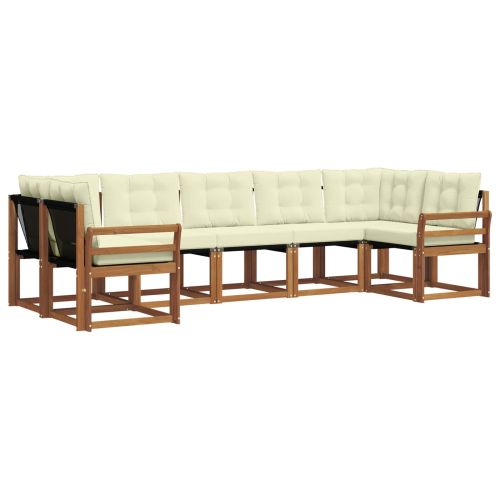 Комплект дивани за открито 7 pcs Натурален и Крема