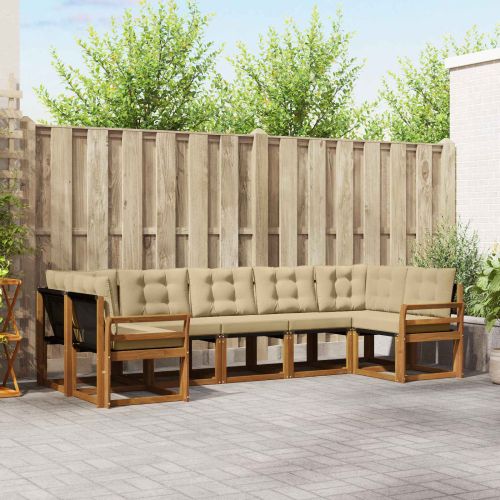 Комплект дивани за открито 7 pcs Натурален и Бежов