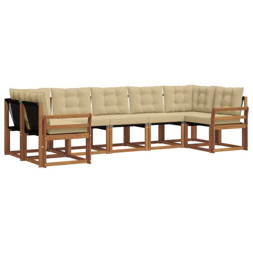 Комплект дивани за открито 7 pcs Натурален и Бежов