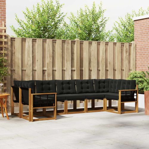 Комплект дивани за открито 7 pcs Естествено и черно