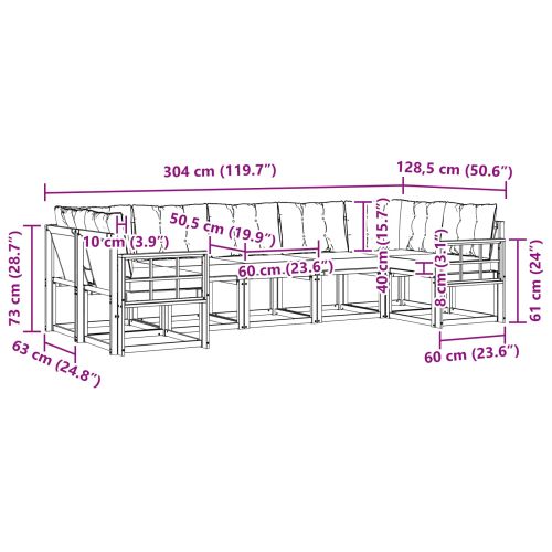 Комплект дивани за открито 7 pcs Естествено и черно