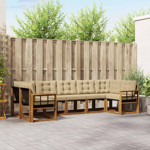 Комплект дивани за открито 7 pcs Натурален и Бежов
