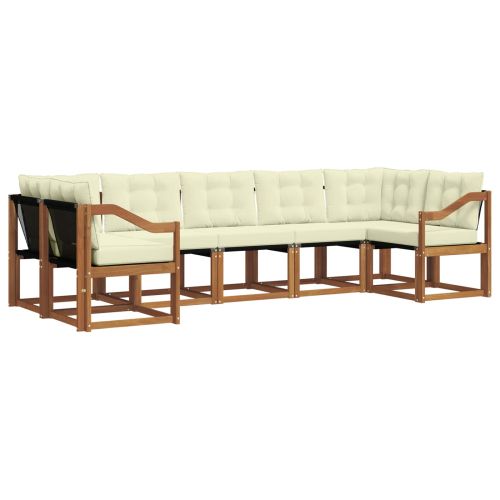 Комплект дивани за открито 7 pcs Натурален и Крема