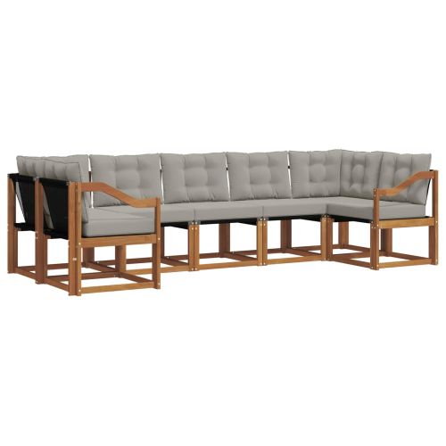Комплект дивани за открито 7 pcs Естествено и светло сиво