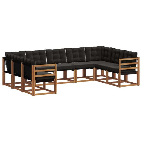 Комплект дивани за открито 9 pcs Естествено и черно