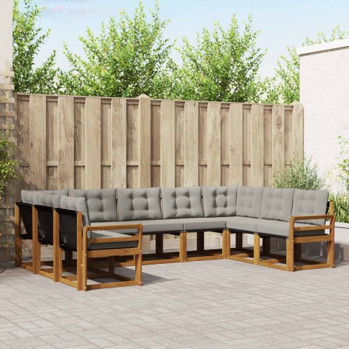 Комплект дивани за открито 9 pcs Естествено и светло сиво