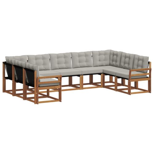 Комплект дивани за открито 9 pcs Естествено и светло сиво