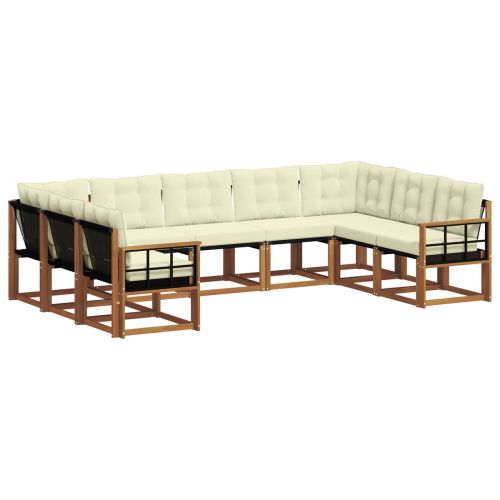 Комплект дивани за открито 9 pcs Натурален и Крема
