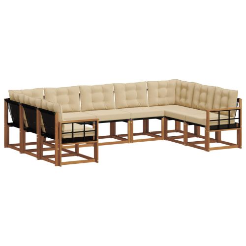 Комплект дивани за открито 9 pcs Натурален и Бежов