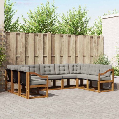 Комплект дивани за открито 9 pcs Естествено и светло сиво