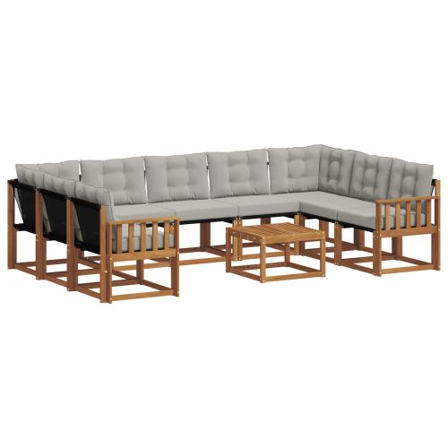 Комплект дивани за открито 10 pcs Естествено и светло сиво