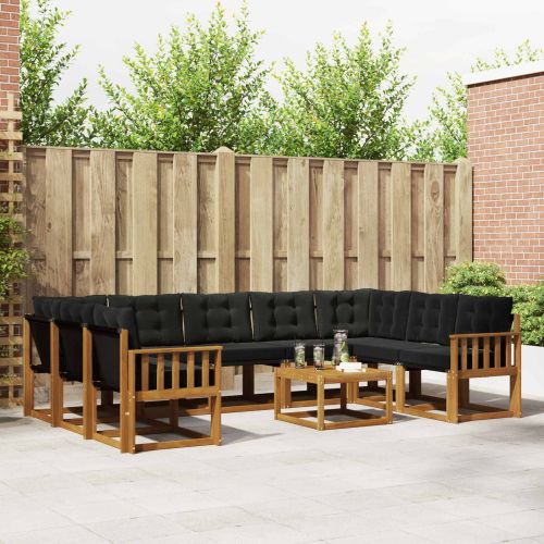 Комплект дивани за открито 10 pcs Естествено и черно