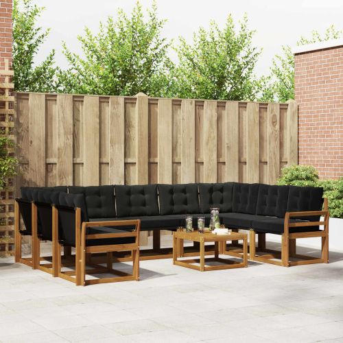 Комплект дивани за открито 10 pcs Естествено и черно