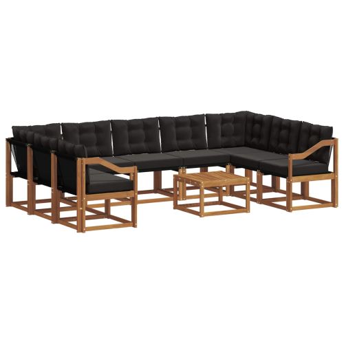 Комплект дивани за открито 10 pcs Естествено и черно