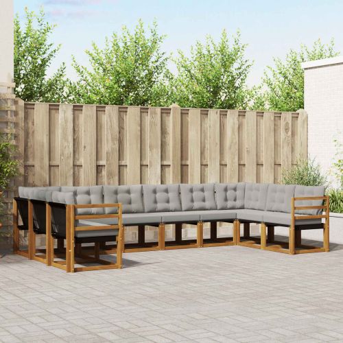 Комплект дивани за открито 10 pcs Естествено и светло сиво