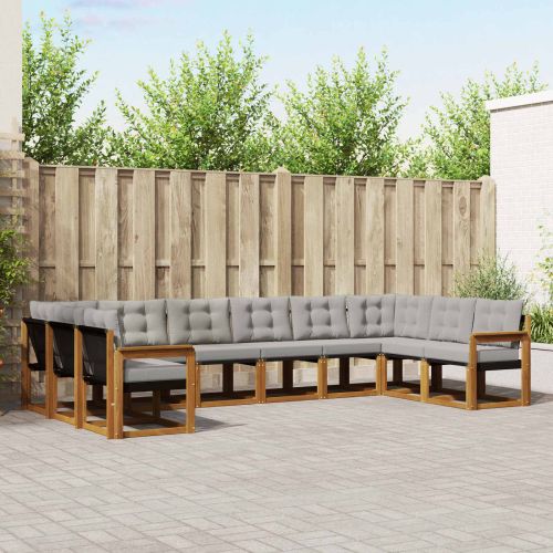 Комплект дивани за открито 10 pcs Естествено и светло сиво