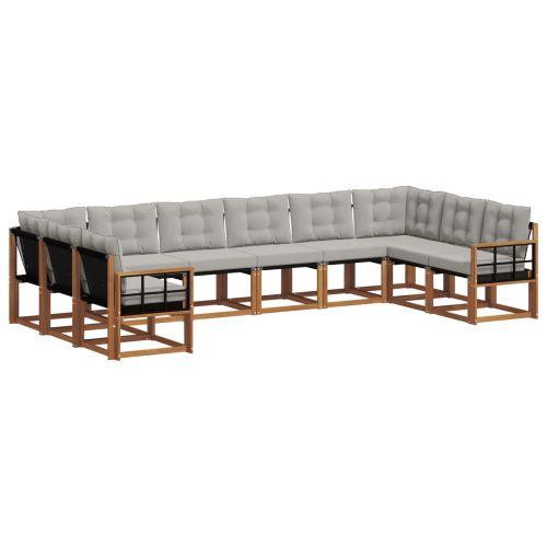 Комплект дивани за открито 10 pcs Естествено и светло сиво