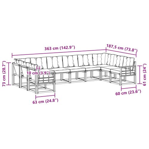 Комплект дивани за открито 10 pcs Естествено и черно