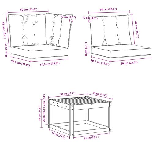 Комплект дивани за открито 11 pcs Натурален и Крема