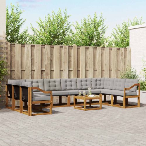 Комплект дивани за открито 11 pcs Естествено и светло сиво