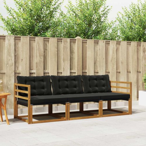 Комплект дивани за открито 3 pcs Естествено и черно