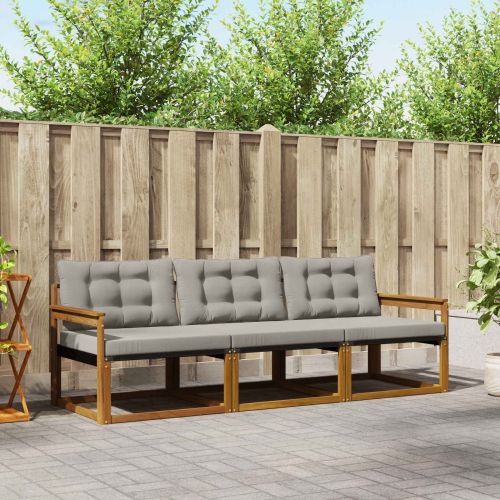 Комплект дивани за открито 3 pcs Естествено и светло сиво