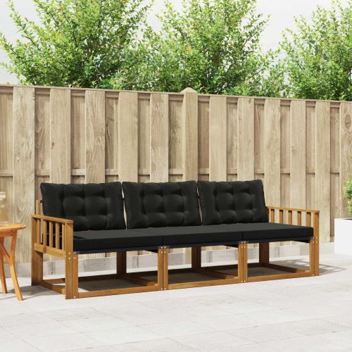 Комплект дивани за открито 3 pcs Естествено и черно