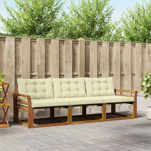 Комплект дивани за открито 3 pcs Натурален и Крема