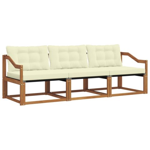 Комплект дивани за открито 3 pcs Натурален и Крема