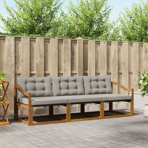 Комплект дивани за открито 3 pcs Естествено и светло сиво