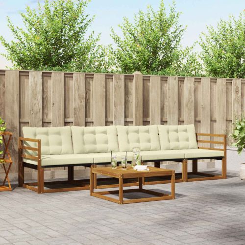 Комплект дивани за открито 5 pcs Натурален и Крема