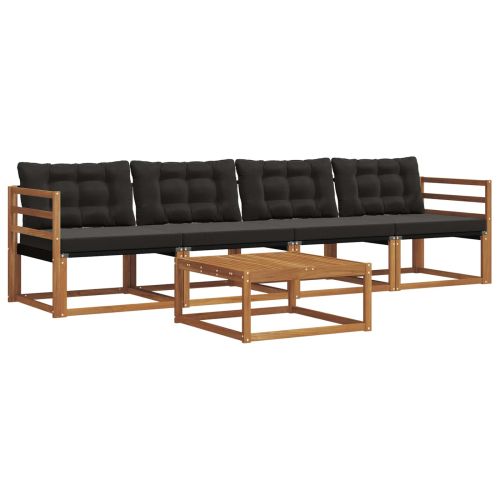 Комплект дивани за открито 5 pcs Естествено и черно