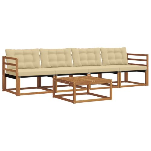 Комплект дивани за открито 5 pcs Натурален и Бежов