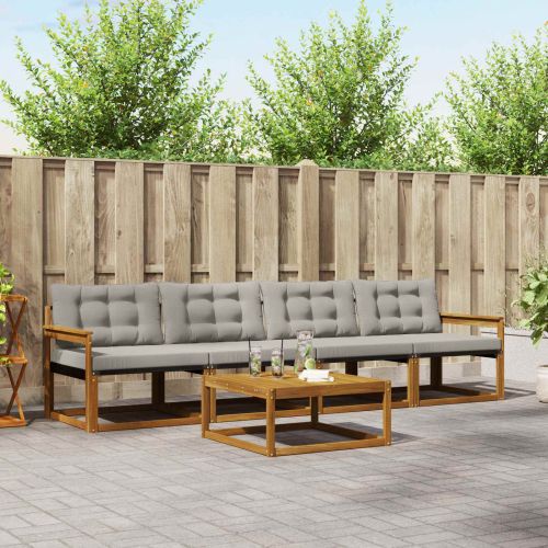 Комплект дивани за открито 5 pcs Естествено и светло сиво