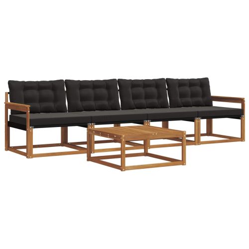 Комплект дивани за открито 5 pcs Естествено и черно