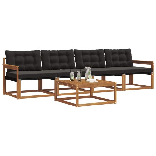 Комплект дивани за открито 5 pcs Естествено и черно