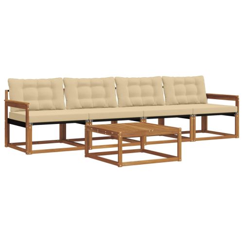 Комплект дивани за открито 5 pcs Натурален и Бежов