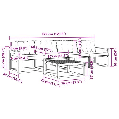 Комплект дивани за открито 5 pcs Натурален и Бежов