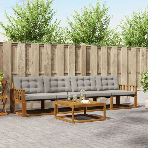 Комплект дивани за открито 5 pcs Естествено и светло сиво