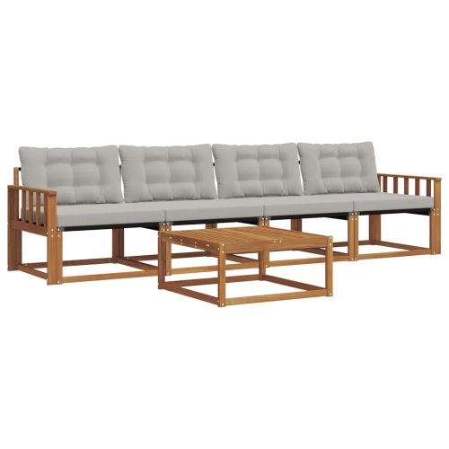 Комплект дивани за открито 5 pcs Естествено и светло сиво