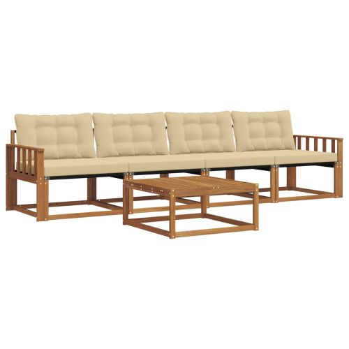 Комплект дивани за открито 5 pcs Натурален и Бежов