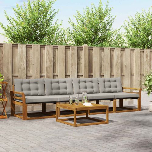 Комплект дивани за открито 5 pcs Естествено и светло сиво