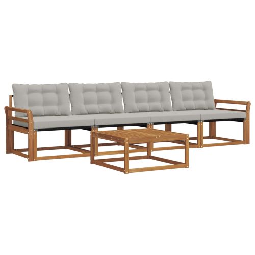 Комплект дивани за открито 5 pcs Естествено и светло сиво