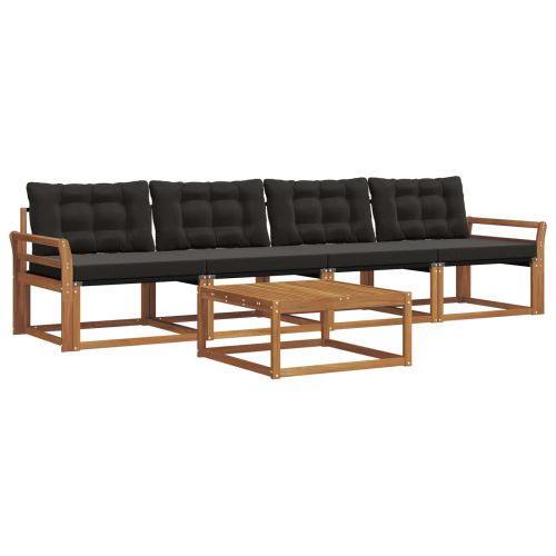 Комплект дивани за открито 5 pcs Естествено и черно