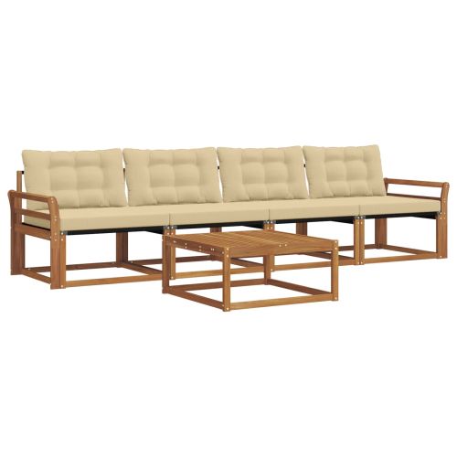 Комплект дивани за открито 5 pcs Натурален и Бежов