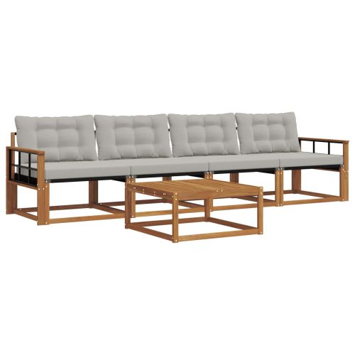 Комплект дивани за открито 5 pcs Естествено и светло сиво