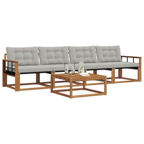 Комплект дивани за открито 5 pcs Естествено и светло сиво