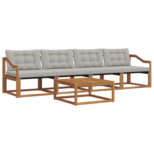 Комплект дивани за открито 5 pcs Естествено и светло сиво