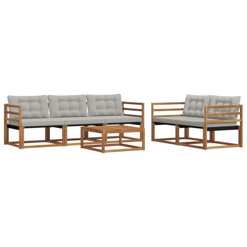 Комплект дивани за открито 6 pcs Естествено и светло сиво